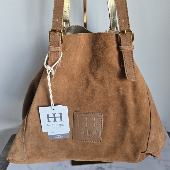 Haute Hippie New Merci Suede Leather Cinched Tote Shoulder Bag Purse & Pouch - Picture 2 of 15
